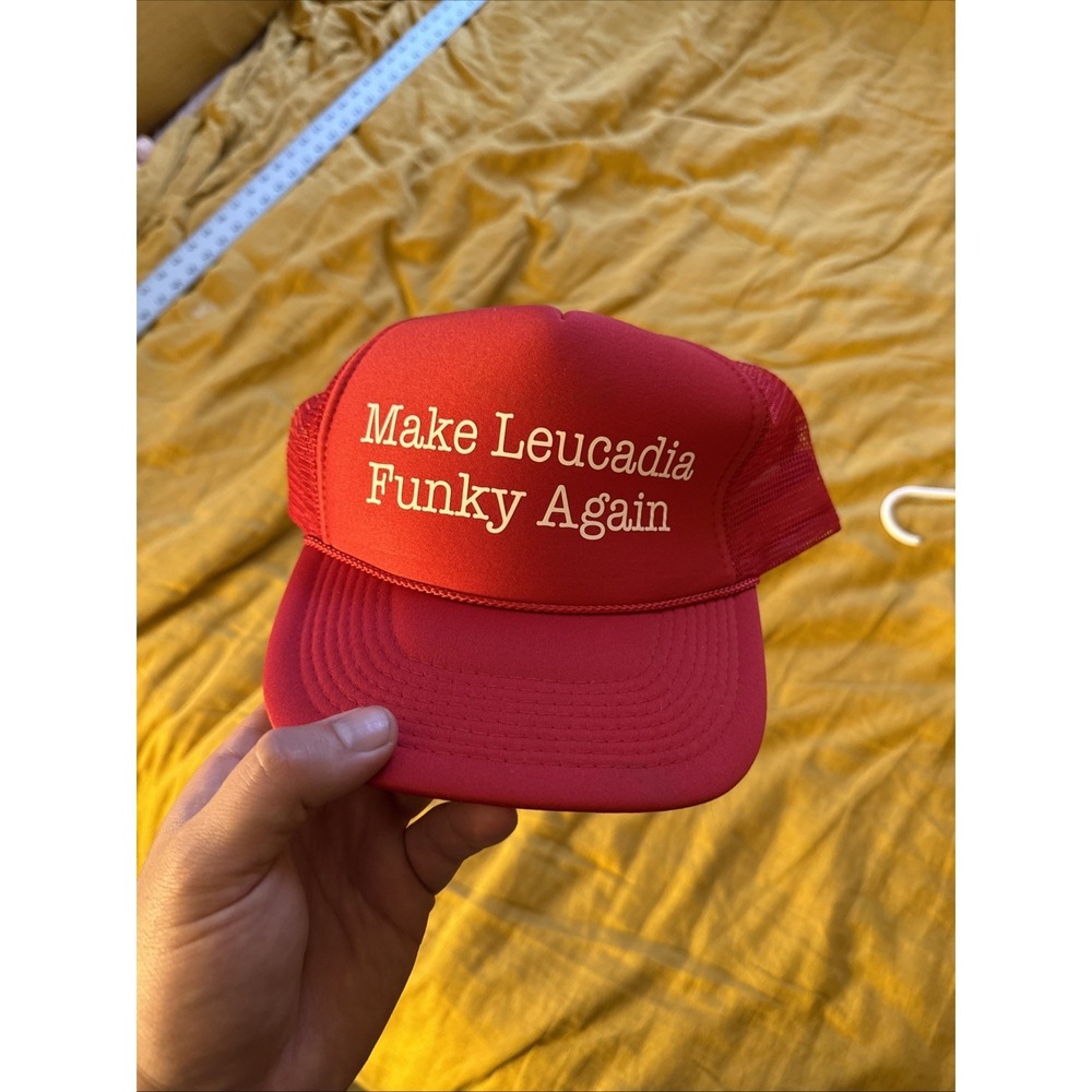 Make Leucadia Funky Again Heart Hat Pacific Coast Apparel Cap Red Mesh Snapback